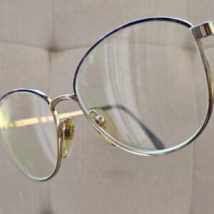 Vintage American Optical Ladies Eyeglasses Frame Gold Tone Purple accent Glasses